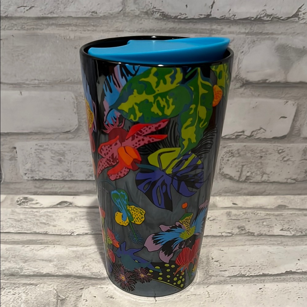 Starbucks Black Tumbler 12 oz vibrant flowers 2023 coffee traveler - Picture 3 of 12